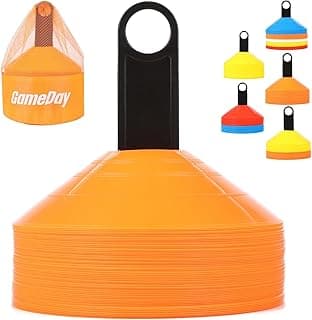 Soccer Disc Cones – Set of 50 Agility Field Cones with Mesh Carry Bag & Holder - Durable Sports Training Equipment for Football, Basketball, Coaching, Practice Drills image
