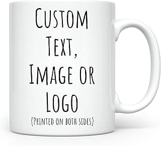 Personalized Coffee Mug | Custom Photo Text and Logo Ceramic Mug | Customized 11 Oz Tea Cup for Men & Women | Unique Gift Idea - Taza Personalizadas Design with Picture or Message | White image