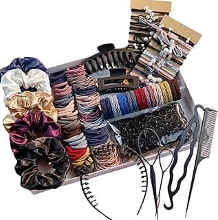 Hair Accessories Set for Women, Ponytail Holders, Hair Scrunchies, Hairbands, Scrunchy Hair Ties, Multicolour Colors and Styles (1149PCS(Dark color) image