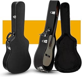 Ktaxon 41 Inch Acoustic Guitar Hard Case, Wood Classical Guitar Case Hard-Shell Gig Bag with Lock Latch Padding, Soft Lining & Accessory Compartment (Black)