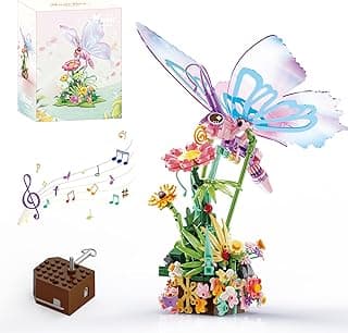 KAZI Butterfly Building Toy Set - Music Box for Adults & Kids Ages 8 Plus,DIY Insect and Flowers Crafts Kit for Home Decor,Living Room or Bedroom,Gifts for Insect Lovers,Birthday Gift