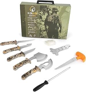 8 Pieces Hunting Knives Sharp Hunting Knife Set, Full Tang Handle Hunting Field Dressing Kit for Deer Hunting Season Camping Survival, Perfect Hunting Gifts for Hunter image