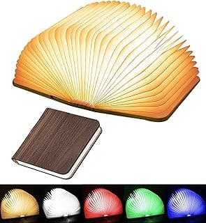 Wooden Book Light, Upgraded 5 Colors Creative LED Book Night Light USB Rechargeable Magnetic Folding Mood Light for Home,Office,Library Decor Gift image