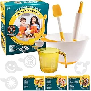 Baking Kitchen Set for Kids - 7 Pc. Kit Includes Real Cooking Tools for Kids, Mixing Bowl, Rolling Pin, Cups, Recipes, Birthday Summer Gift Party- Ages 6+, Make Homemade Treats image