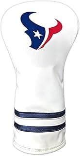 Team Golf NFL Houston Texans White Vintage Driver Head Cover White Vintage Driver Golf Club Headcover, Form Fitting Design, Retro Design image