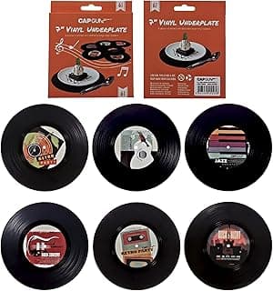 Vinyl Record Coasters,Creative Drink Coasters Set of 6 for Drinks Bars Cafes Home Party Office Gift Ideas image