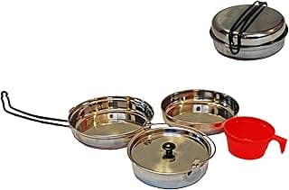 Stainless Steel Mess Kit - Steel Camping Cookware with Carrying Bag (Made by Caddis Sports, Inc.) image