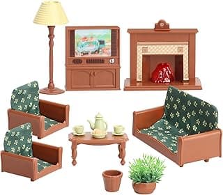 Dollhouse Furniture Set for Kids Toys Miniature Doll House Accessories Pretend Play Toys for Boys Girls & Toddlers Age 3+ with Living Room image