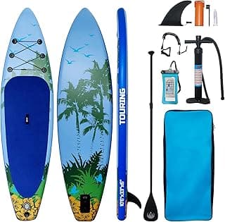 Inflatable Stand Up Paddle Board, with Adjustable Floating Paddles and Premium Paddle Board Accessories, Wide Stable Design, Non-Slip Comfort Deck for Youth & Adults image