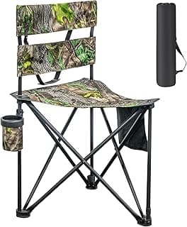 Extra Large Folding Tripod Chair with Backrest Portable Fishing Chair with Cup Holder Lightweight Hunting Chair for Camping, Hiking image