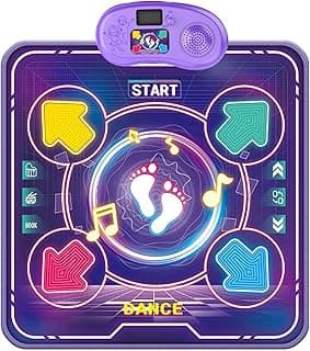 Interactive Dance Mats for Boys and Girls with Wirelesses and Light Up 4 Buttons Indoor Dancing Playmat for Children