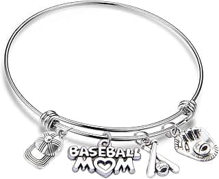Baseball Mom Bracelet Baseball Charm Bangle Bracelet Softball Jewelry Sports Jewelry Baseball Jewelry Gift for Baseball Moms image