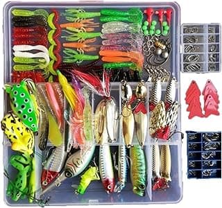 275pcs Fishing Lure Set Including Frog Lures Soft Fishing Lure Hard Metal Lure VIB Rattle Crank Popper Minnow Pencil Metal Jig Hook for Trout Bass Salmon with 1 Tackle Box image
