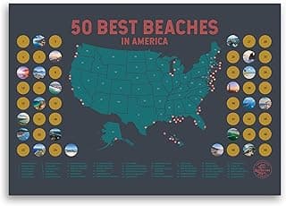 United States' Best Beaches - Scratch off Poster of the USA Coastline - US Posters for Wall - Mark Your Adventures, Travel Scratch off Poster, Wall Art, Gifts for Travelers, Grey 36 x 24 Inches