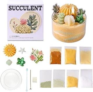 Cactus Scented Candle DIY Kit, Candle Making Suplies with Cactus, Succulent, Colored Candle Pellets, Cotton Wick and Glass Jar - Yellow image