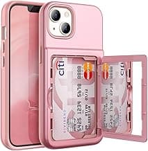 WeLoveCase for iPhone 13 / iPhone 14 Wallet Case with Credit Card Holder & Hidden Mirror, Two Layer Shockproof Heavy Duty Protection Cover Protective Case for iPhone 13/14 6.1 Inch-Rose Gold image