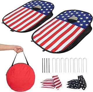 Portable PVC Framed Cornhole Game Set with 2 Collapsible Cornhole Boards, 8 Bean Bags and Carrying Case, Waterproof Mini Cornhole Set, Outdoor Indoor Yard Toss Games Rainbow Design (3 x 2-feet) image
