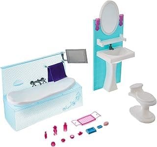 Dollhouse Furniture - Bathing Fun with Bath Tub and Toilet Playset image
