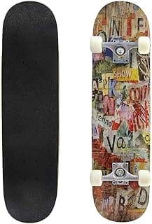 Grunge Colorful Background Skateboard 31"x8" Double-Warped Skateboards Outdoor Street Sports Skateboard for Beginners Professionals Cool Adult Teen Gifts image