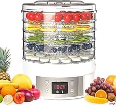 5-Trays Food Dehydrator Machine Dehydrates for Food and Jerky, Mushroom，Fruits, Vegetables, Meat, Herbs, Flowers, Dog Treats|Great For At Home Use| High-Heat (5 Trays-White) image