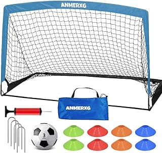 6x4FT Kids Soccer Goal for Backyard Set Portable Soccer Goal with Ball Pump and Cones Soccer Net Set of 2 Training Equipment Outdoor Sports Gift image