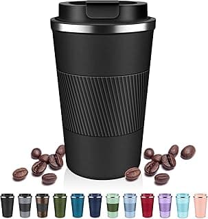 Insulated Coffee Tumblers with Flip Lid 12oz / 17oz, Stainless Steel Travel Coffee Mug Leak Proof, Vacuum Insulated Coffee Mug Thermos Cup, Keeps Cold and Hot for Coffee Tea