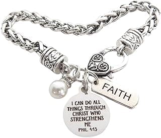 Religious Bible Verse Bracelet for Her Scripture Quotes Bracelet Faith Christian Jewelry Encouragement for Women Friend (PHIL 4:13) image