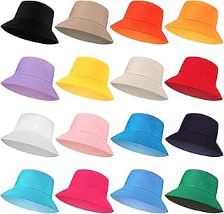 16 Pcs Solid Color Summer Bucket Hats for Women Unisex Packable Sun Hat Set Lightweight Fishman Cap for Holiday image