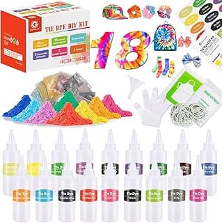 DIY Tie Dye Kit, 18 Colors Pastel Tie Dye Kit for Kids Non Toxic One-Step Tie Dye Set with Rubber Bands Gloves Apron and Table Covers Tie Dye Kit for Large Groups Craft Arts Fabric Party image