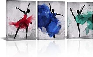 AoArtWZ Ballet Dancer Canvas Wall Art Abstarct Dancing Painting Picture Prints Artwork for Girls Bedroom Dance Studio image