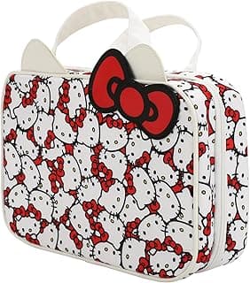 Bioworld Hello Kitty Foldable Hanging Toiletry Travel Bag Cosmetic Case With 3D Bow image