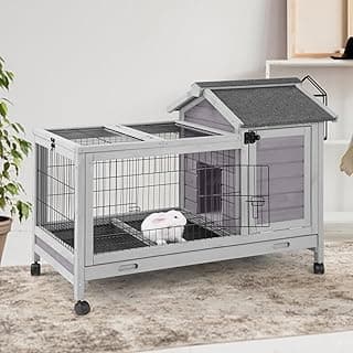 AIVITUVIN Rabbit Hutch Indoor with Wire Rabbit Cage Leakproof Pull Out Tray Outdoor Bunny Cage with Run Guinea Pig Cage