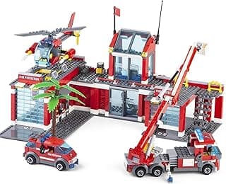 City Fire Station Building Kit, 774 Pcs Building Set Including Fire Station, Fire Truck, Fire Helicopter,Fire Fighter, City Building Blocks STEM Toys Gift for Boys 6-10 Years Old. image