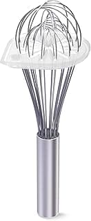 Wipe a Whisk Easily - Multipurpose Kitchen Tool Made In USA - Includes 11" Stainless-Steel Whisk - Cool Baking Gadget, A Great Gift For Men & Women (2pc Whisk Wiper Set, Clear)