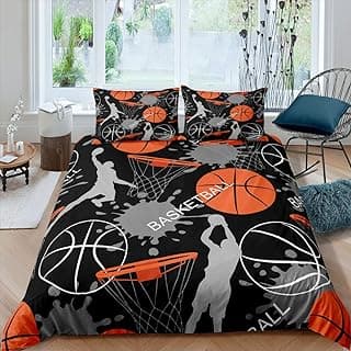 Feelyou Kids Basketball Bedding Set Cool Sport Theme Comforter Cover Set for Boys Teens 1 Duvet Cover with 1 Pillowcase Twin Size image