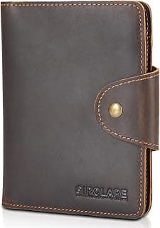 Polare Full Grain Leather Slim and Soft RFID Blocking wallet For Men Snap Bifold Travel Wallet Passport Holders 2 Passports (Dark Brown) image
