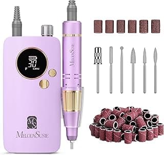 MelodySusie Portable Nail Drill 30000 RPM,Professional Rechargeable Electric Nail File,SC320F Cordless Nail E File for Acrylic Nails Gel Polishing Removing,Efile Nail Kit for Manicure Salon,Purple