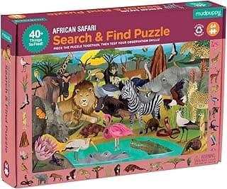 Mudpuppy African Safari — 64 Piece Search & Find Puzzle Jigsaw Puzzle Featuring Diverse Safari Animals and Over 40 Hidden Images to Find for Ages 4+ image
