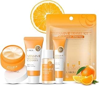 Vitamin C Travel Skincare Set for Teenage Girls, Skin Care Set Travel Kit 4 Pack, Face Routine Set for Women and Girls with Cleanser, Toner, Face Cream, Sunscreen SPF50 - Travel Essentials Gift Set image
