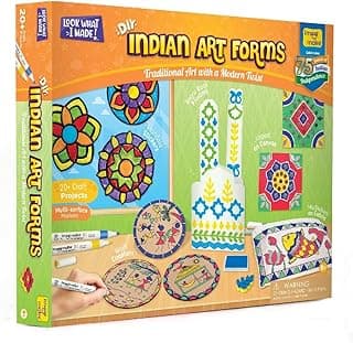 Imagi.Make .Learn Indian Art Forms-Arts and Craft DIY Kit for Kids 8-12, 5 Indian Art Forms-Madhubani, Warli, Lippan, Mandala & Block Printing Arts, Perfect DIY for Girls Kids & Boys Multi-Color.