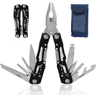 Multitool with Pocket Knife Safety Lock, 14-in-1 Multi-tool Pliers with Nylon Sheath for Men Camping Hiking Fishing Outdoor Survival (Black) image