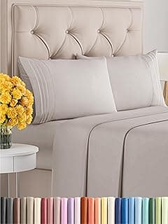 Queen Size 4 Piece Sheet Set - Comfy Breathable & Cooling Sheets - Hotel Luxury Bed Sheets for Women & Men - Deep Pockets, Easy-Fit, Soft & Wrinkle Free Sheets - Light Grey Oeko-Tex Bed Sheet Set image