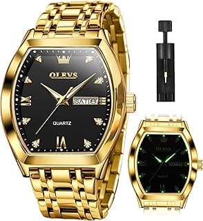 Men Watches Square Business Dress Diamond Analog Quartz Date Luxury Watch for Men Casual Stainless Steel Waterproof Luminous Two Tone Wrist Watch image