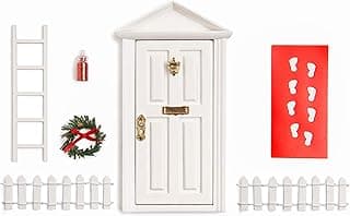 White Wooden 7" inch Miniature Door/Enchanted Magical Fairy Doors/Flower Fairies Secret Hidden Door for Imagination image