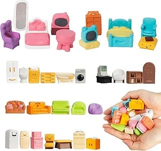 32 Pcs Dollhouse Furniture1:48 Scale Miniature Dollhouse Accessories and Furniture Mini Furniture Kitchen Bathroom Living Room Set image