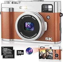 5K Digital Camera for Photography and Video, 48MP Dual Camera Autofocus Vlogging Camera for YouTube with Viewfinder,16X Digital Zoom, Anti Shake, Compact Travel Camera with 32GB SD Card 2 Batteries image