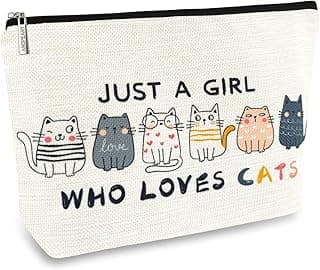 Cat Makeup Bags for Women, Cute Cat Themed Gifts for Girls, Small Cat Lover Travel Cosmetic Bag Zipper Pouch for Teens Daughter Sister Bestie, Funny Cat Mom Stuff Birthday Christmas Decorations image