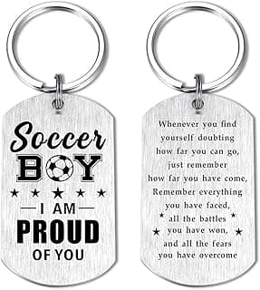 Laluminter Soccer Baseball Football Basketball Keychain for Boys Men - Christmas Gifts for Son Grandson Brother