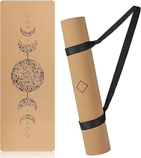 Eco-Friendly Cork Yoga Mat with Solar Eclipse Print - Natural, Responsibly Sourced Mat for Hot Yoga And Home Practice. Delivers Optimal Cushioning, Stability and 71"x 26" Size for All Exercise Types image