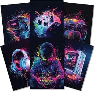 SoulAbiti Gaming Poster Set of 6 - Iconic Artwork for Game Enthusiasts - A4 (9x12 inches), Laminated posters Ideal for Home Decor and Gaming Rooms Double sided tape included image